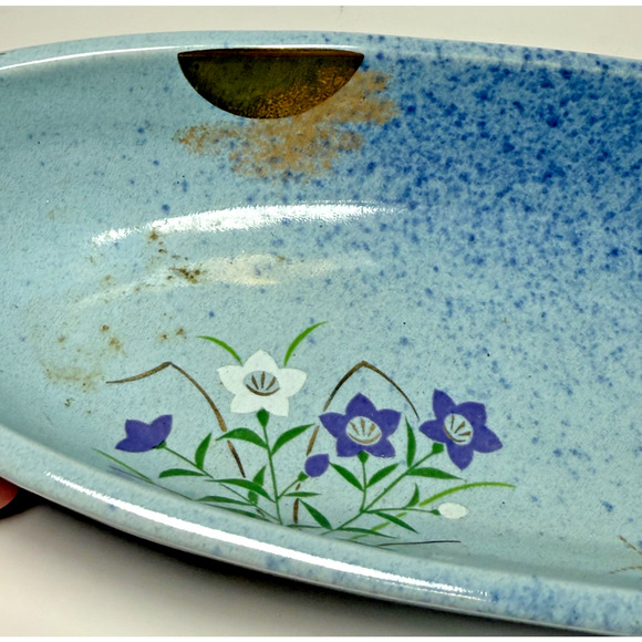 Japanese Arita-Yaki Arita Ware Tsukimi-Usagi Oblong Dish Rabbit Autumn Moon Blue - Picture 5 of 7